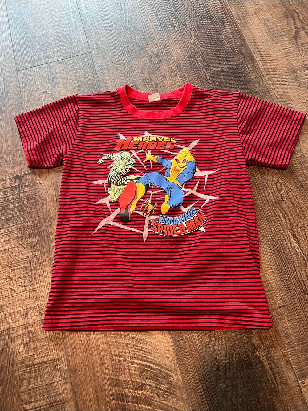 Marvel Kids Red & Black Striped Spider-Man Graphic Tee